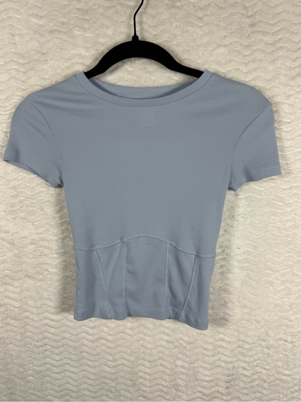 Abound Light Blue Ribbed Short Sleeve Crop Top